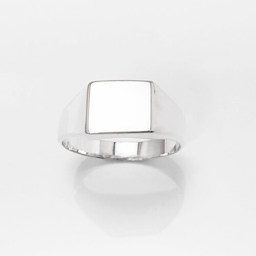 Sterling Silver Cushion Square Signet Ring, Modern Hipster Jewelry