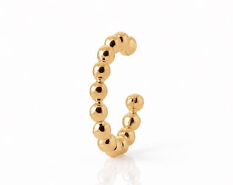 Beaded Ear Cuff • 18K Gold plated • Rounded Balls Design Jewelry • Piercing Cartilage Helix
