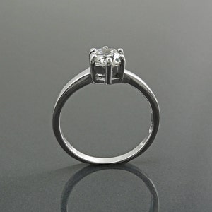 1ct Ring, Sterling Silver, Round Solitaire, 1 Ct High Grade CZ, Prongs setting, Standard size, Clear White Stone image 2