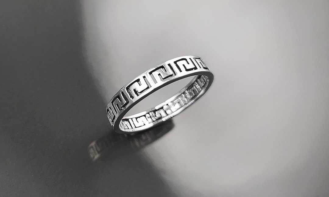 Greek Key Frieze Ring Sterling Silver Eternity Long Life Jewelry