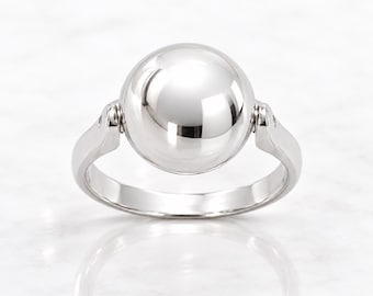 Large Sphere Ring • Sterling Silver 925 • Statement Mirror Polished Ball Design
