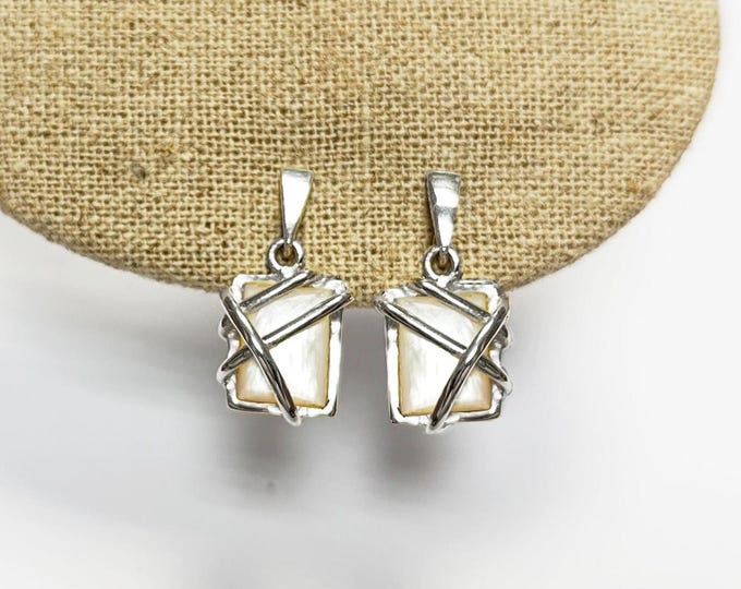 White Square Earrings, Sterling Silver, Mother of Pearl Shell - Modern Geometric Stone Jewelry, Filigree Earrings - Trending - Boho earring