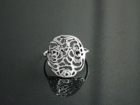 Sterling Silver Flat Flower Ring Sterling Silver Flat Flower Ring