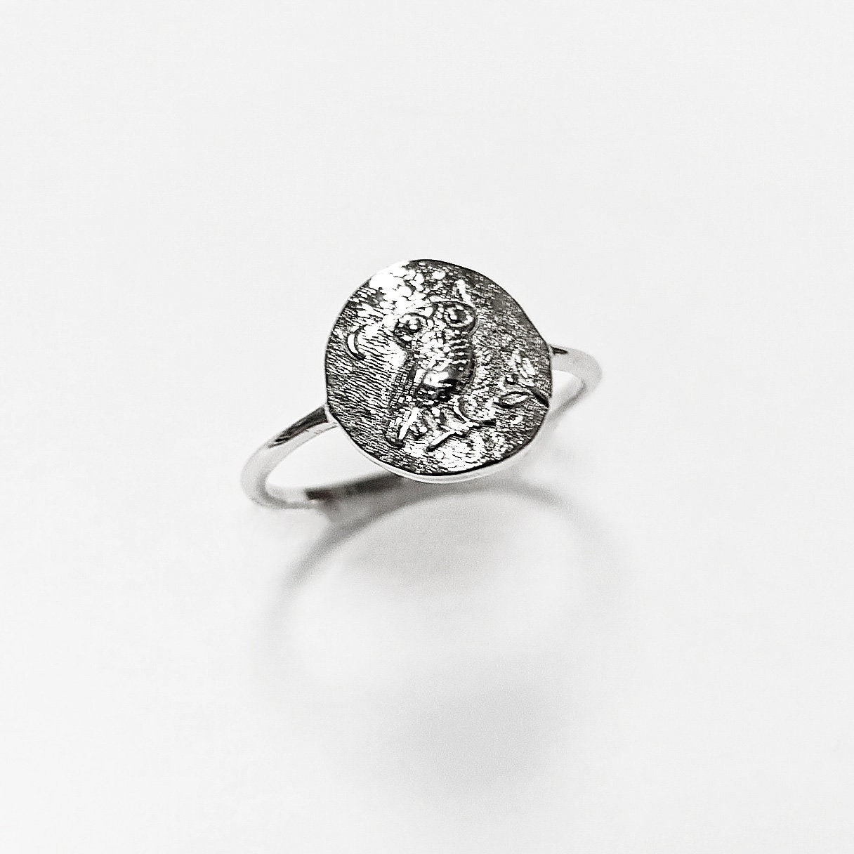 Ancient Owl Coin Ring 925 Sterling silver &bull; Antique Nature Inspired Jewelry &bull; Symbolic Rin