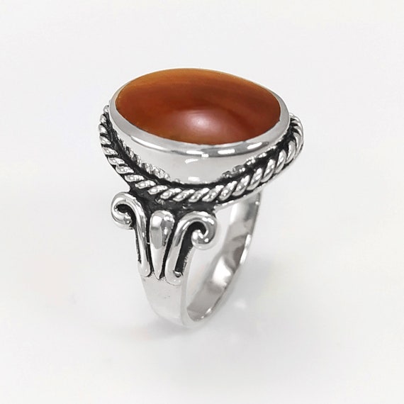 アクセサリー Vintage Silver Oval Tigereye Ring 925 Large Oval Faceted Tigers Eye Ring Signed EA 925 China