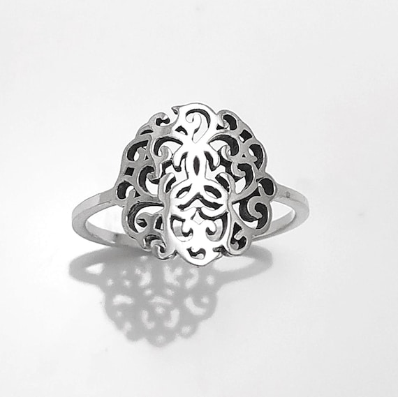 Bague Filigrane En Argent 925 Poinçonné - Taille 54 - Occasion État Impeccable - Femme