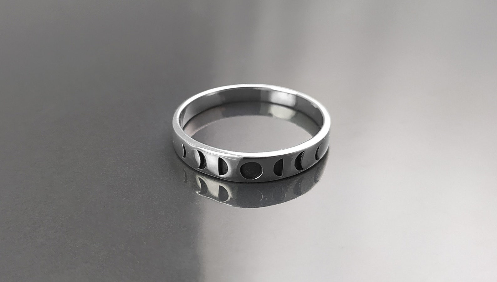 Phases of Moon Ring Sterling Silver Astronomical Lunar | Etsy