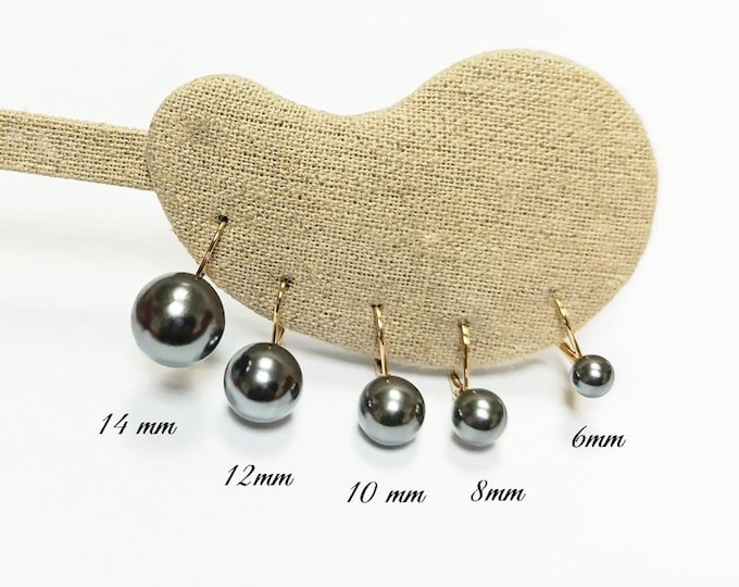 Classic Gray Pearl Drop Earrings by KRAMIKE • Timeless Gold-Plated lever back 6 to 18mm Pearls • Ideal for Weddings or Everyday Wear •KE050