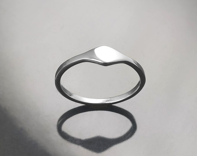 Stackable Curved Ring by KRAMIKE • Sterling Silver • Minimalist Stacking Wave Band • Engravable Initials Jewelry • Customizable Gift • KR684