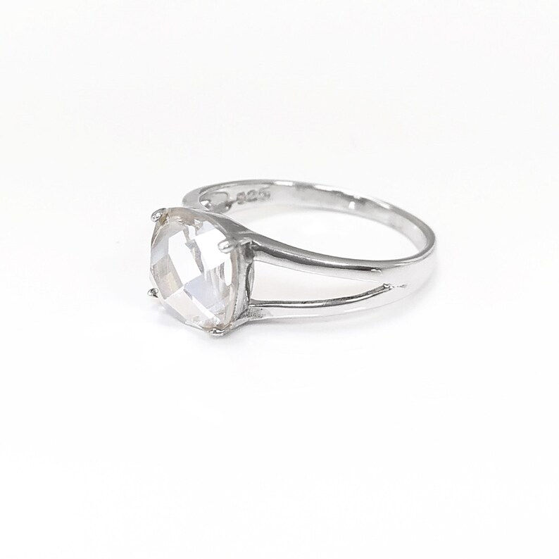 Solitaire Ring, Sterling Silver, Square Stone CZ Ring, Modern Square Stone Ring, Simple Stone Jewelry, Woman Gift image 3