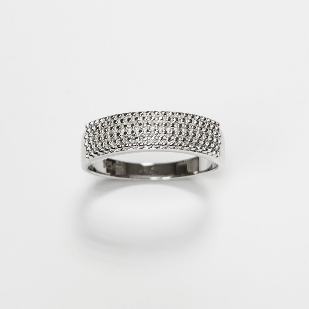 Hammered Dotted Lines Ring, Sterling Silver, Armor Band, Dimpled ...