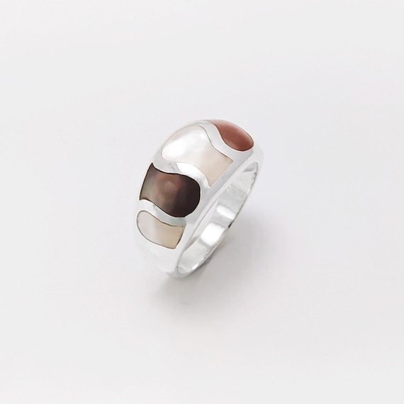 Bague Argent Sterling 925 Avec Nacre – Créateur Mexique, Taille 51, Style Serpent, Occasion