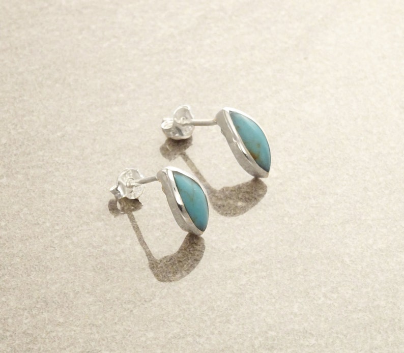 Turquoise Stud Earrings Sterling Silver Turquoise Oval Stone Etsy