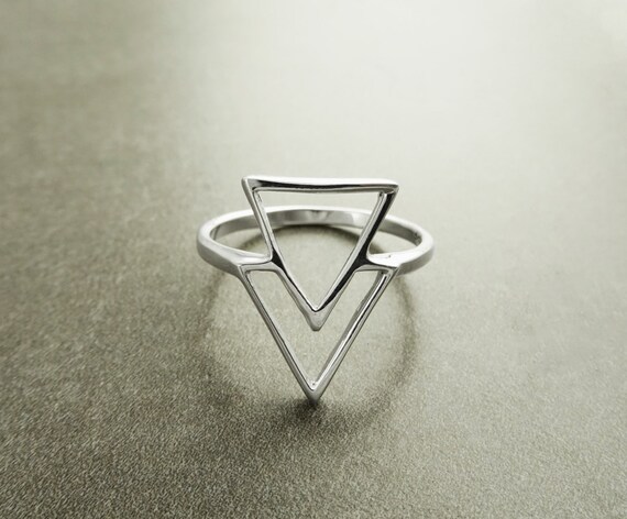 925 Sterling Silver Triangle Ring • Minimalist Geometric Band 