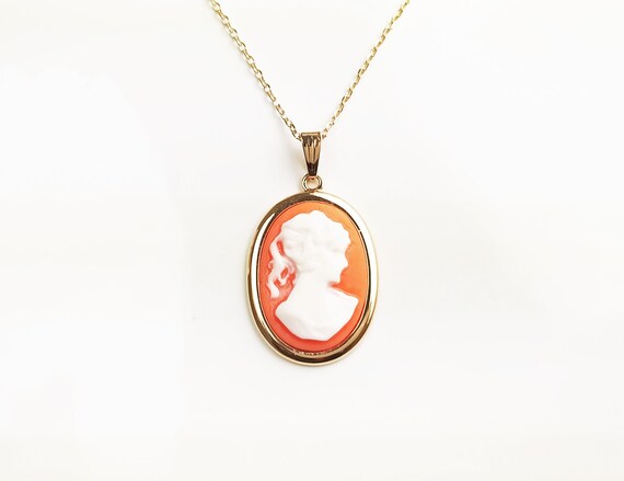 Pendentif Camée Rouge En Plaqué Or 18k - Bijou Femme Neuf Avec étiquettes Bijouxia