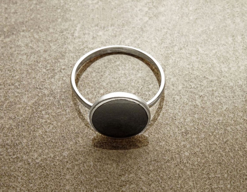Black Round Ring, Sterling Silver Ring, Genuine Onyx Gemstone, Small Stone Ring, Affordable Ring, Stacking Ring, Dainty Ring image 2