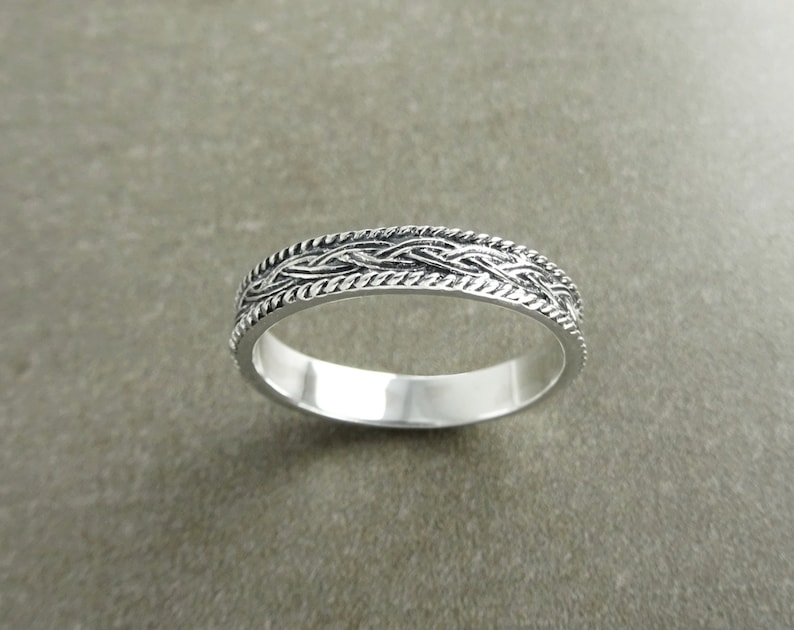 Celtic Band Ring, Sterling Silver 925, Celtic Ring, Entwined Braided Ring, Hipster Ring, wedding band, Original wedding Ring, Engraved Band image 2