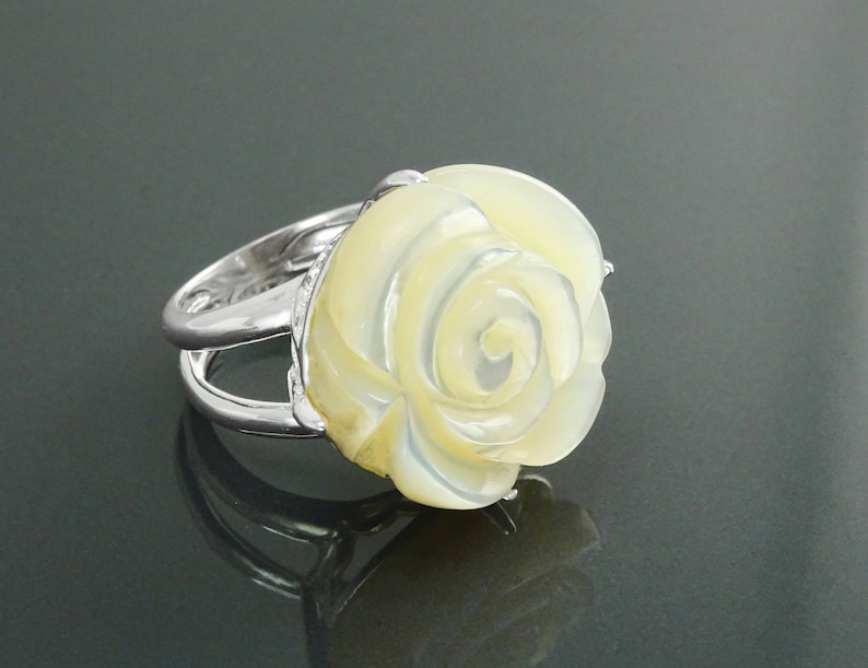 Bague Flores - Acier Doré - Nacre