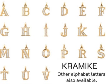 Collana con ciondolo con lettera, placcato oro 18 carati, pietre Cz, ciondolo da solo o con catena, lettere A B C D E F G H J K L M N O P Q R S T U V W X Y Z
