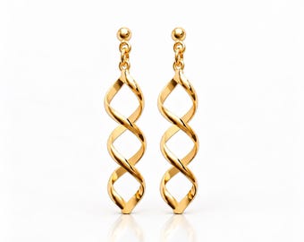 Infinity Helix Earrings • 18K Gold plated • Sculptural Double Spiral Drops • Modern Twist Jewelry