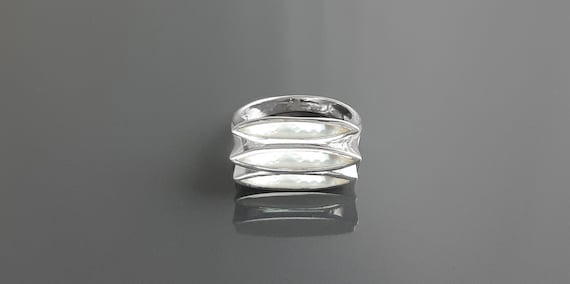 White Shell Ring Sterling Silver GENUINE White Mother-of - Etsy