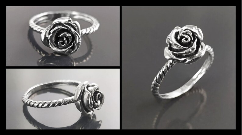 Bague En Argent Massif 925 Fleur - Taille 57 - Occasion