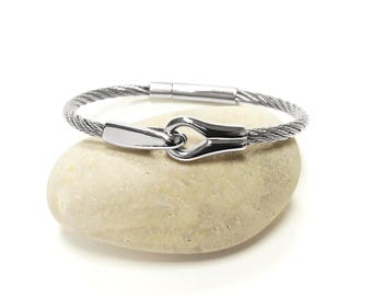 Bracelet menottes • Manchette en acier inoxydable • Bracelet à fils ouverts