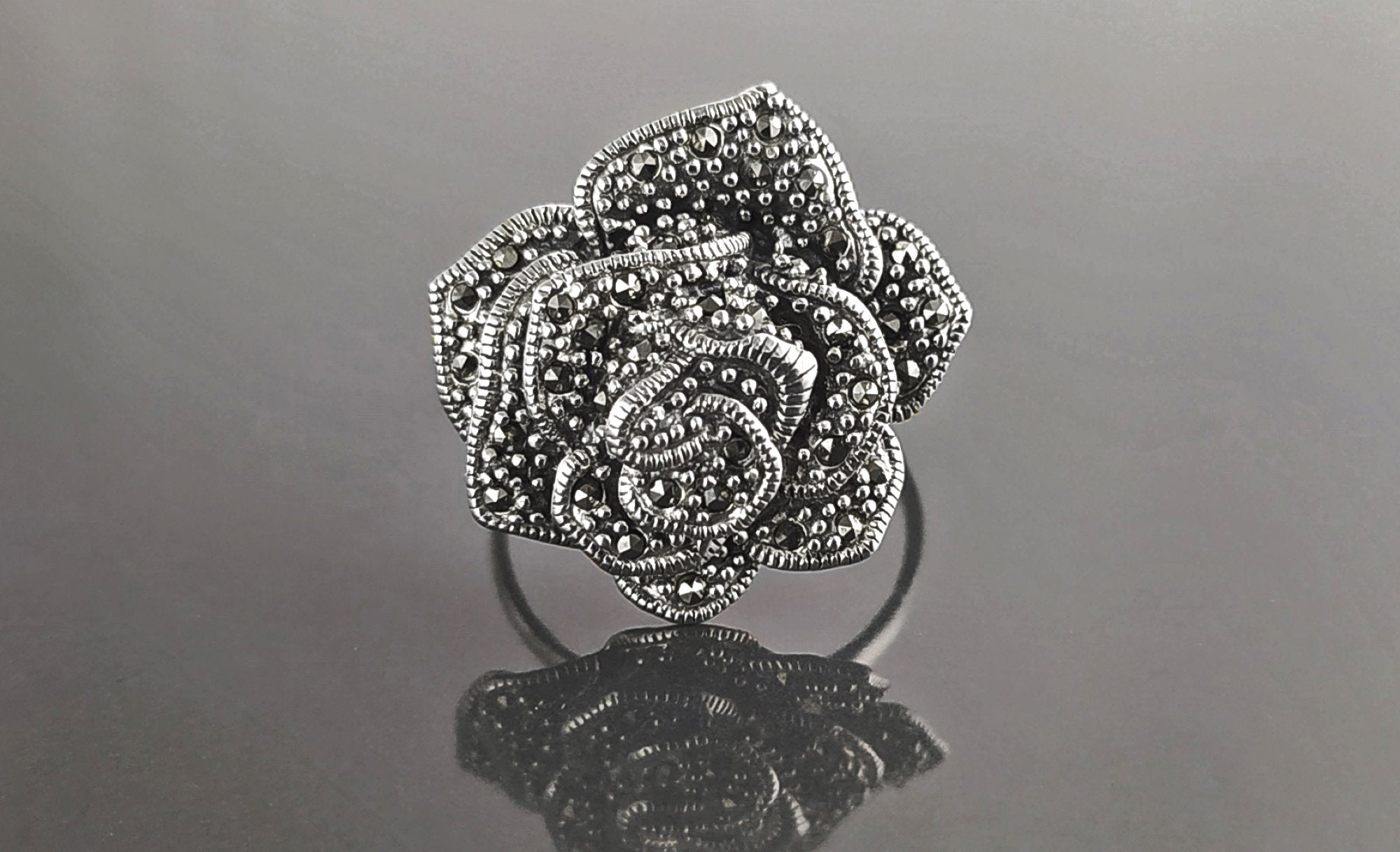 Marcasite shop rose ring
