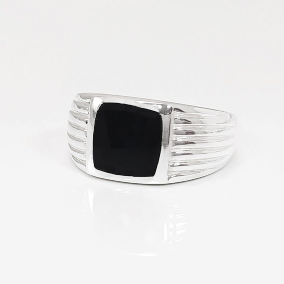 Bague Argent Massif 925 Avec Pierres Blanches Et Noires - Bijou Occasion Morgan - Fabrication Française