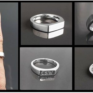 Anillo Sello Pequeño, plata esterlina 925, clásico anillo para hombres hipster, anillos sellos unisex, regalo para el día del padre imagen 2