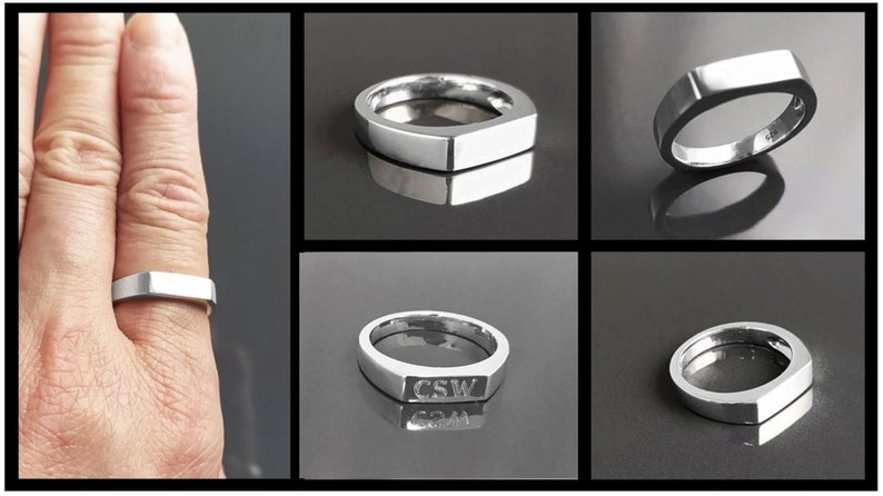 Anillo Sello Pequeño, plata esterlina 925, clásico anillo para hombres hipster, anillos sellos unisex, regalo para el día del padre imagen 2