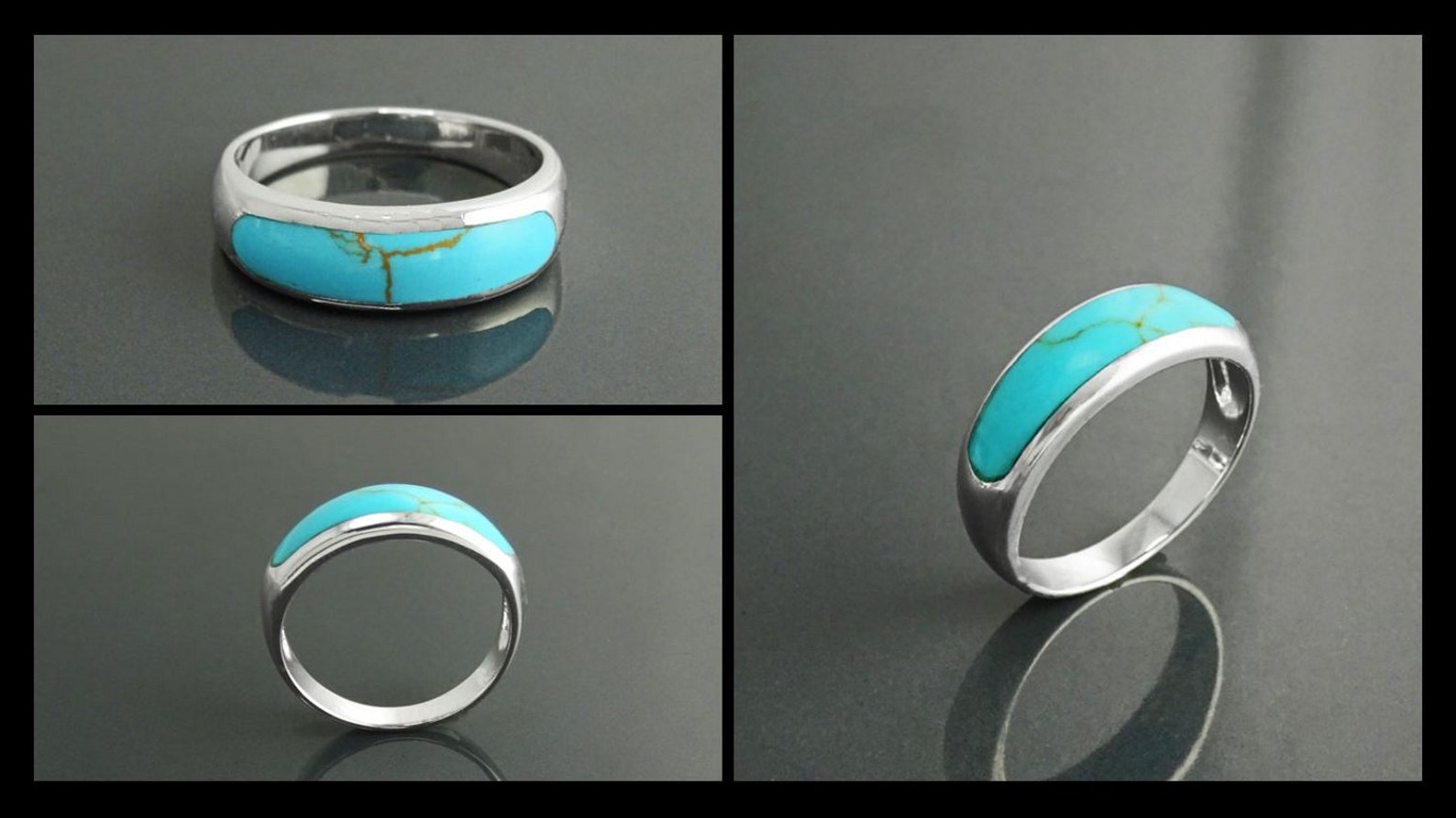 925 bague en argent avec opale turquoise de 3 mm