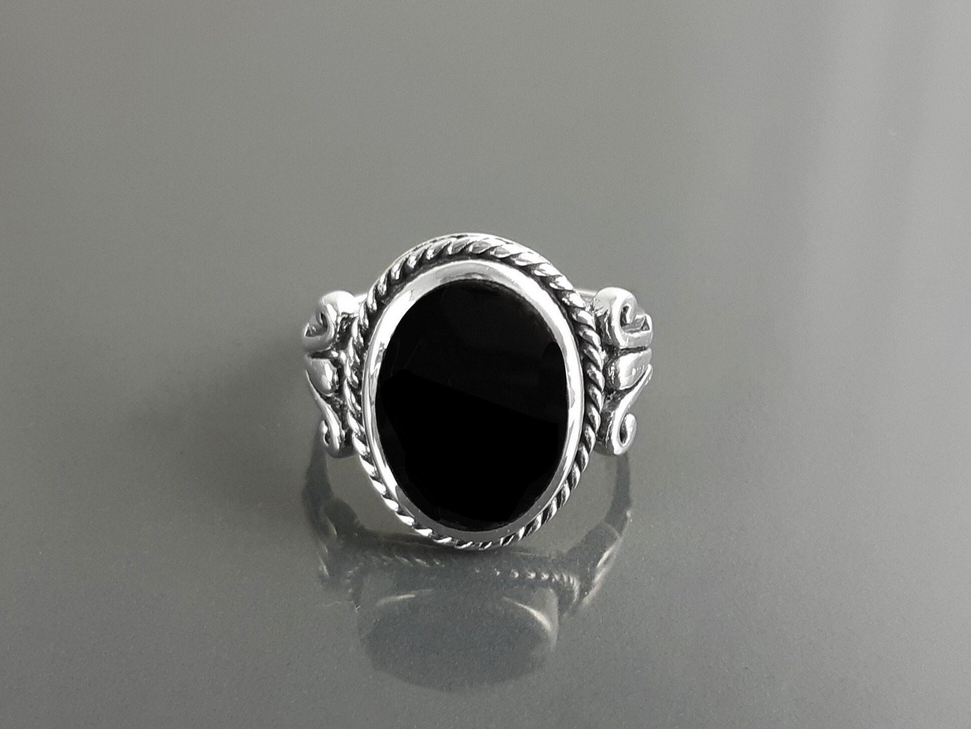 Sterling Silver Black Onyx Ring Size 8.5 By Native Artist Phillip Yazzie –  NY Texas Style Boutique