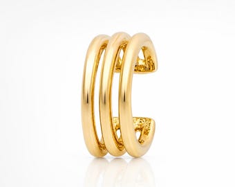 Triple Ear Cuff • 18K Gold plated • Minimalist Multi Row Jewelry • Piercing Cartilage Helix