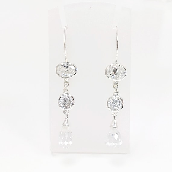 White stone cheap long earrings