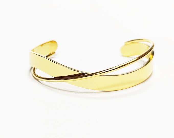 Wave Cuff Bracelet • 18K Gold Filled • Modern Elegant Ribbon Open Sleek Bangle • Statement Minimal Geometric Twist Jewelry • Gift for Women