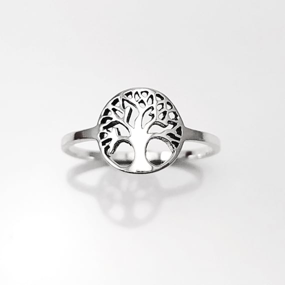 Tree Of Life Ring, Engraved Tree Ring in Sterling Silver, Bridesmaid Gift, Lace Ring, Stackable Ring, Midi Ring, Filigree Ring, Popular Ring