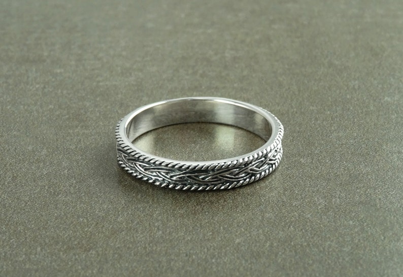 Celtic Band Ring, Sterling Silver 925, Celtic Ring, Entwined Braided Ring, Hipster Ring, wedding band, Original wedding Ring, Engraved Band image 3