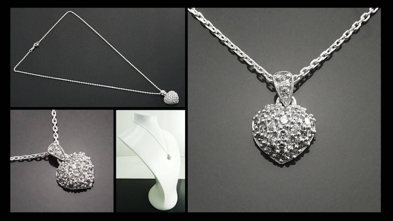 Sterling Silver Heart Pendant Promise Love Necklace Charms Cz Valentine/'s Day Gift Stones Engagement Jewelry