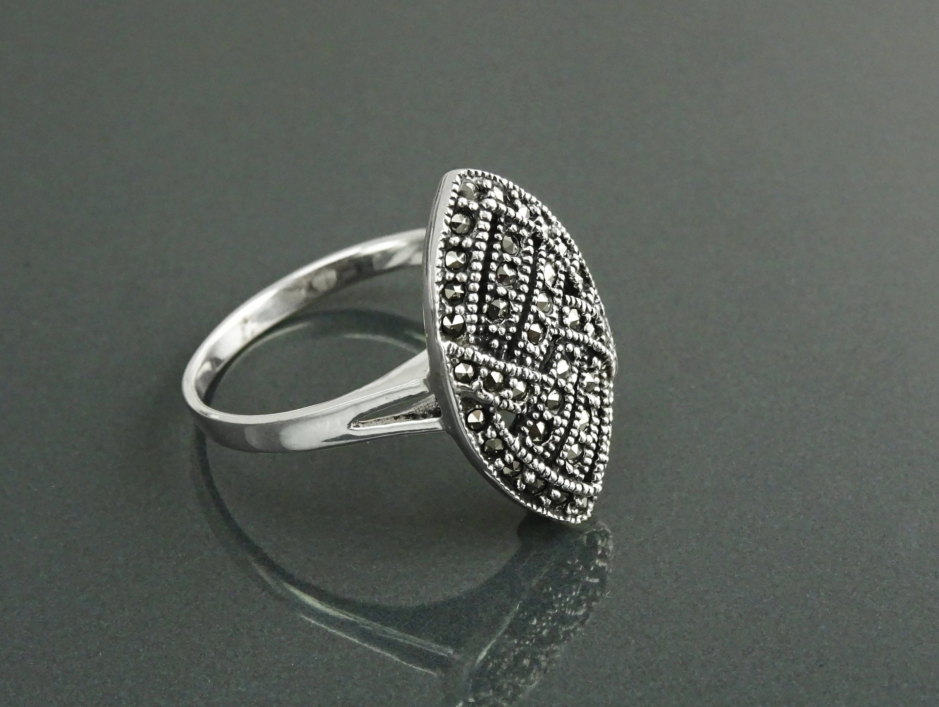 Antique Marcasite Ring, Sterling Silver, Vintage Marcasites Ring