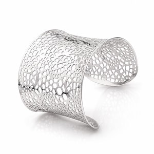 Filigree Armor Cuff Bracelet • Stainless Steel Floral Lace Bangle