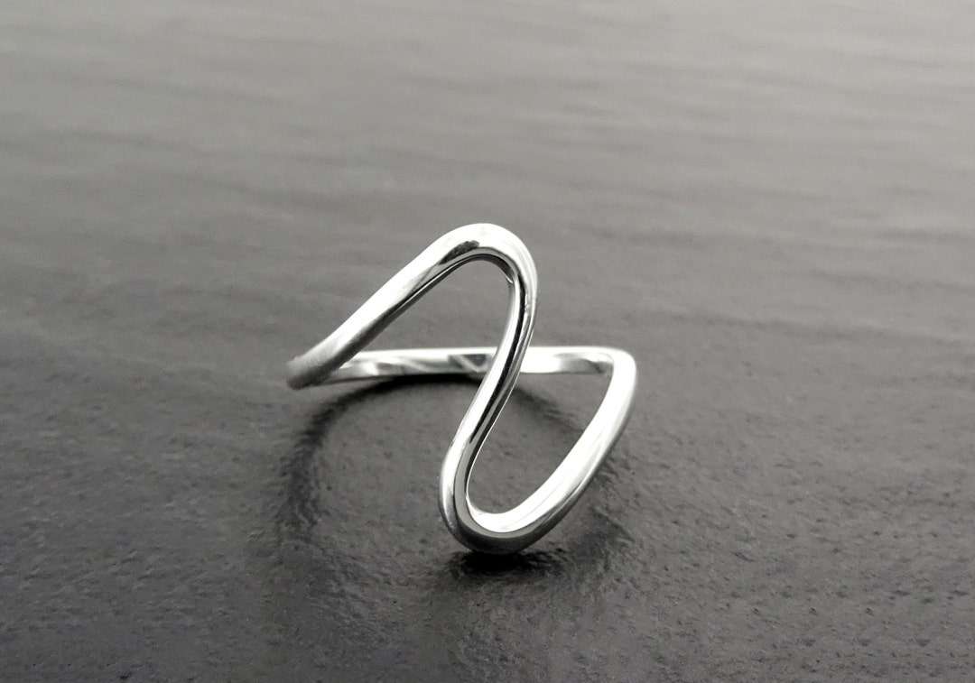 Large Wave Ring Sterling Silver Wavy Large Ring Popular - Etsy