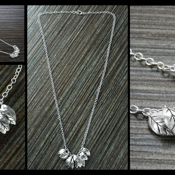 Collier feuilles d'argent, argent 925, collier inspiré de la nature, motif feuillage artisanal, cadeau femme