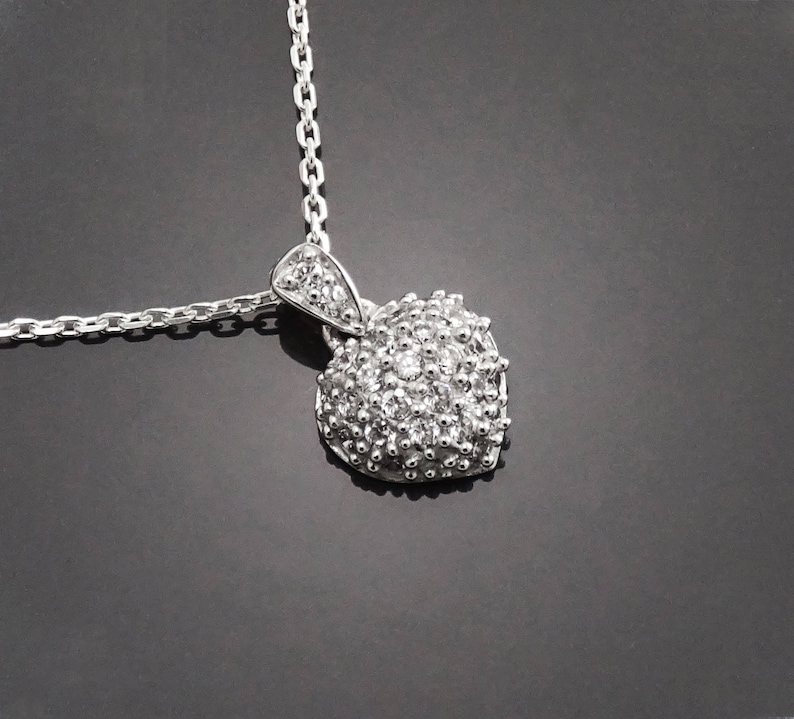 Sterling Silver Heart Pendant Promise Love Necklace Charms Cz Valentine/'s Day Gift Stones Engagement Jewelry