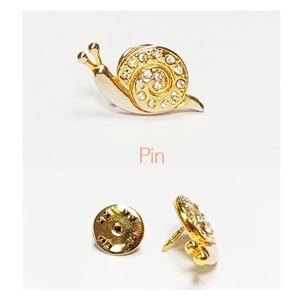 Gold Snail Pin • Gilding Fine Gold & Crystal Brooch • Accessory for Jacket, Bags or Lapel • Symbol of Patience, Protection, and Knowledge