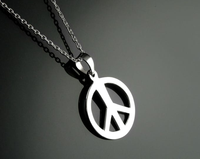 Peace and Love Pendant, Sterling Silver,Sign Love and Peace stud necklace, Peace Earrings, Boho Hipster Icon 70's Jewelry Set, Unisex