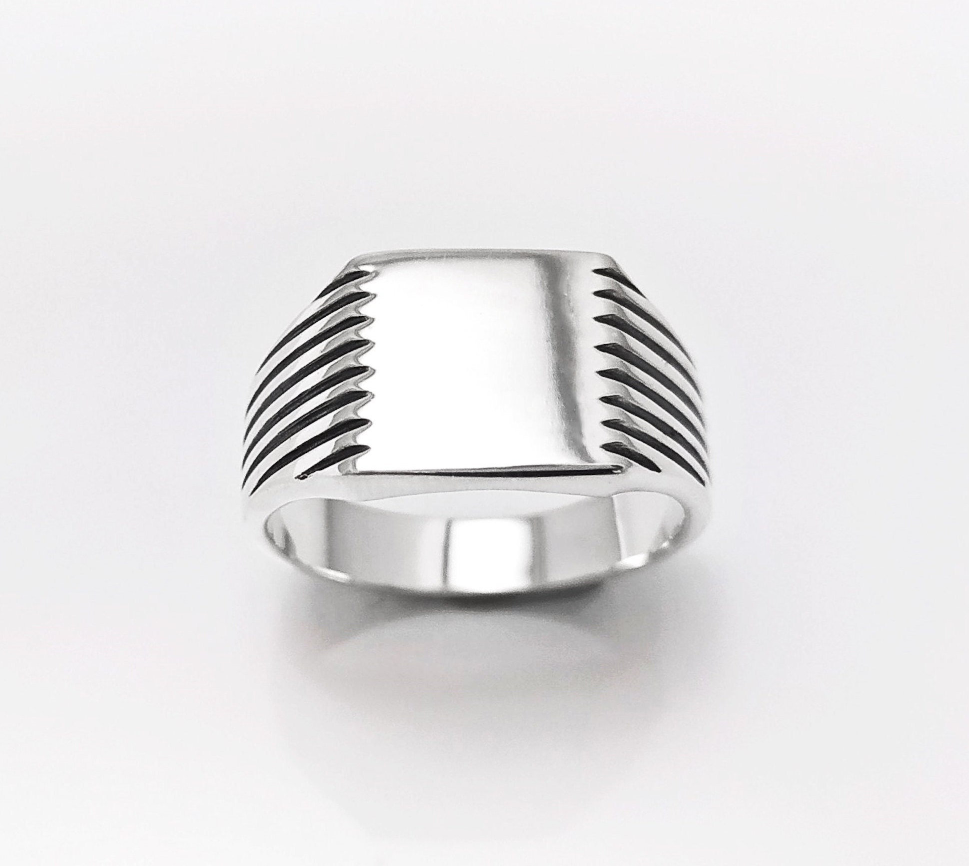 Mens Signet Ring In Sterling Silver by Kaizarin