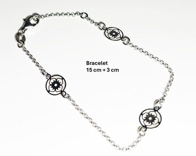Flower of Life Bracelet, Sterling Silver, Filigree Bracelet, Nature Pendant, Woman Jewelry, Flower of Knowledge, Genealogical Flower Charm