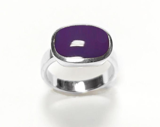 Purple Square Ring - Sterling Silver, Violet Rectangle Ring,  Purple Stone - Modern, Design Ring - Handmade, Designer Ring, Gift.