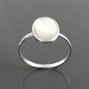 Flat Oval Ring Sterling Silver Genuine Mother of Pearl - Etsy
